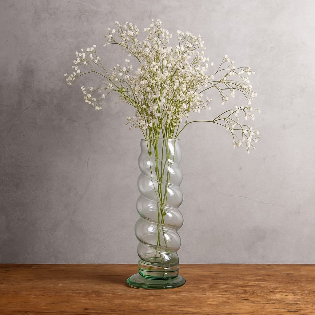 Florero de vidrio transparente espiral Glow Velón