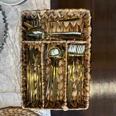 Organizador De Cubiertos x4 Compartimientos En Mimbre