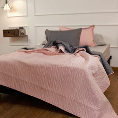 Plumón Doble Faz Gris Ratón Y Palo Rosa Funda Acolchada Lala Home