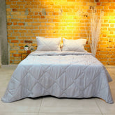 Plumón Doble Faz Gris Y Gris Plata Milano Funda Acolchada Lala Home