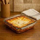 Molde refractario cuadrado de 2 L en vidrio templado resistente