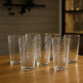 Set de 6 vasos altos 420 ml con textura frost HB en vidrio