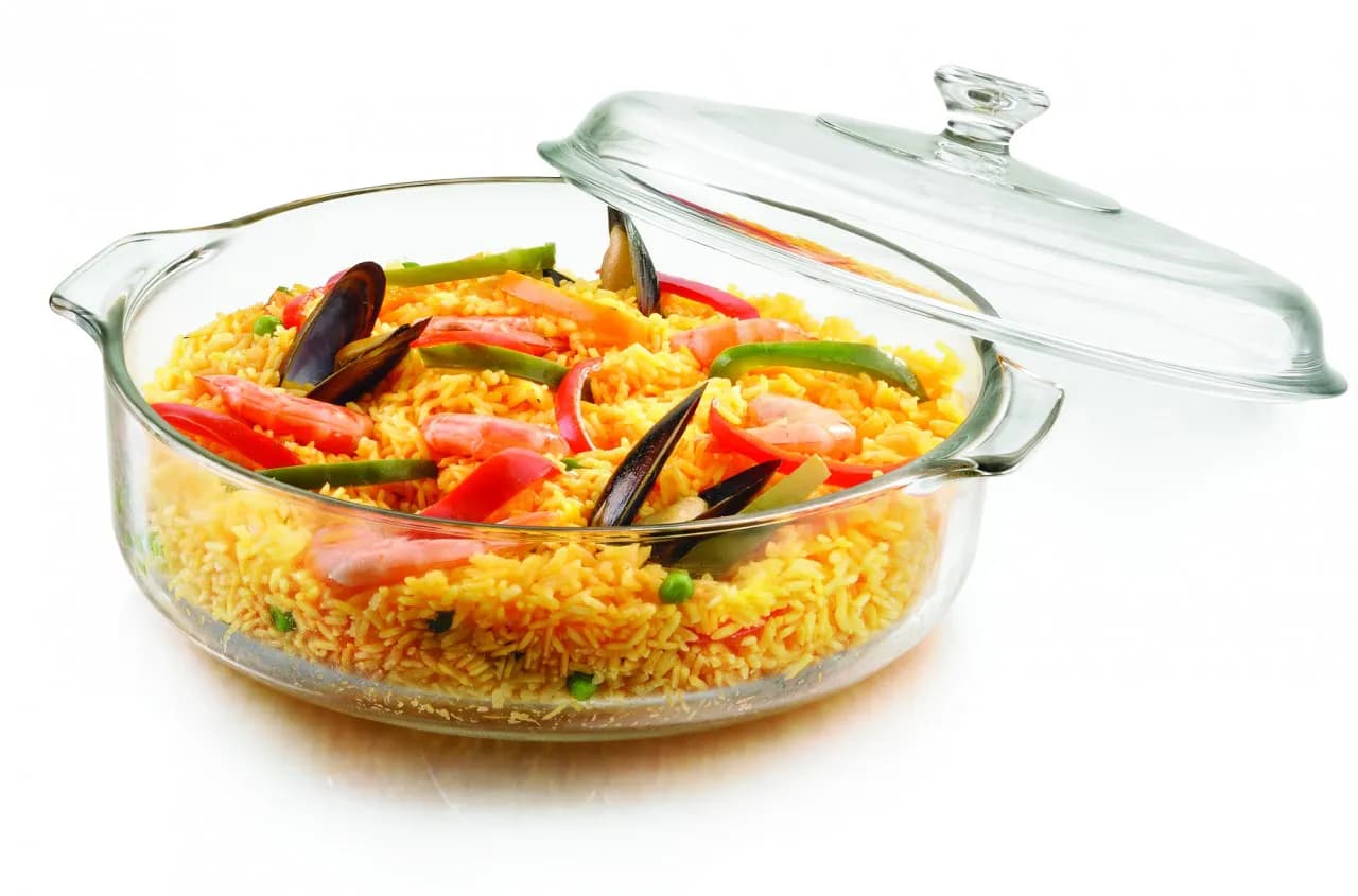 Olla de vidrio con tapa capacidad 1.8 litros resistente al calor