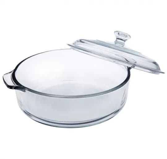 Cacerola redonda de vidrio templado 1.8 L para horno y microondas