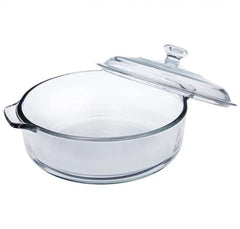 Cacerola redonda de vidrio templado 1.8 L para horno y microondas