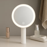 Espejo Redondo Con Luz Led y Soporte Blanco