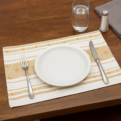 Individual Tejido 30x45cm Para Mesa Blanco con Triángulos Marrón