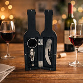 Set de accesorios para vino en forma de botella 23 cm con sacacorchos y utensilios
