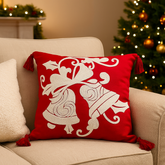 Cojín de Navidad 45×45 cm con borlas y campanas
