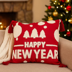 Cojín Navideño Bordado 45x45cm Diseño Happy New Year