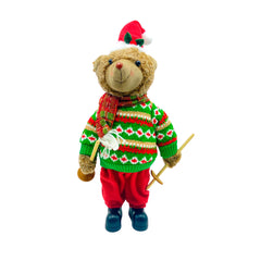 Oso Granjero 38cm Esquiador Navideño Con Saco