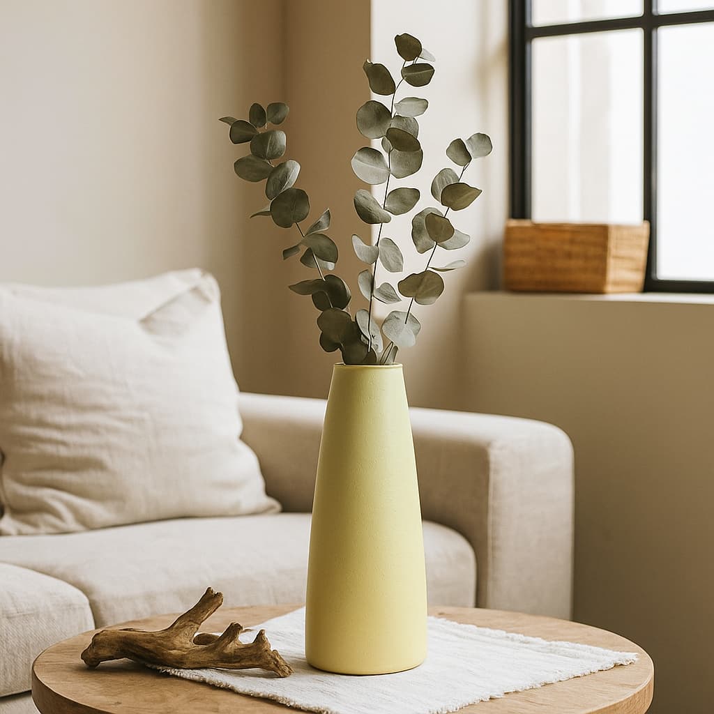 Florero decorativo Gélido 2 Bulan en cerámica texturizada, disponible en crema y gris