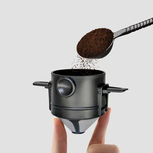 Filtro de café negro reutilizable de plástico para café molido