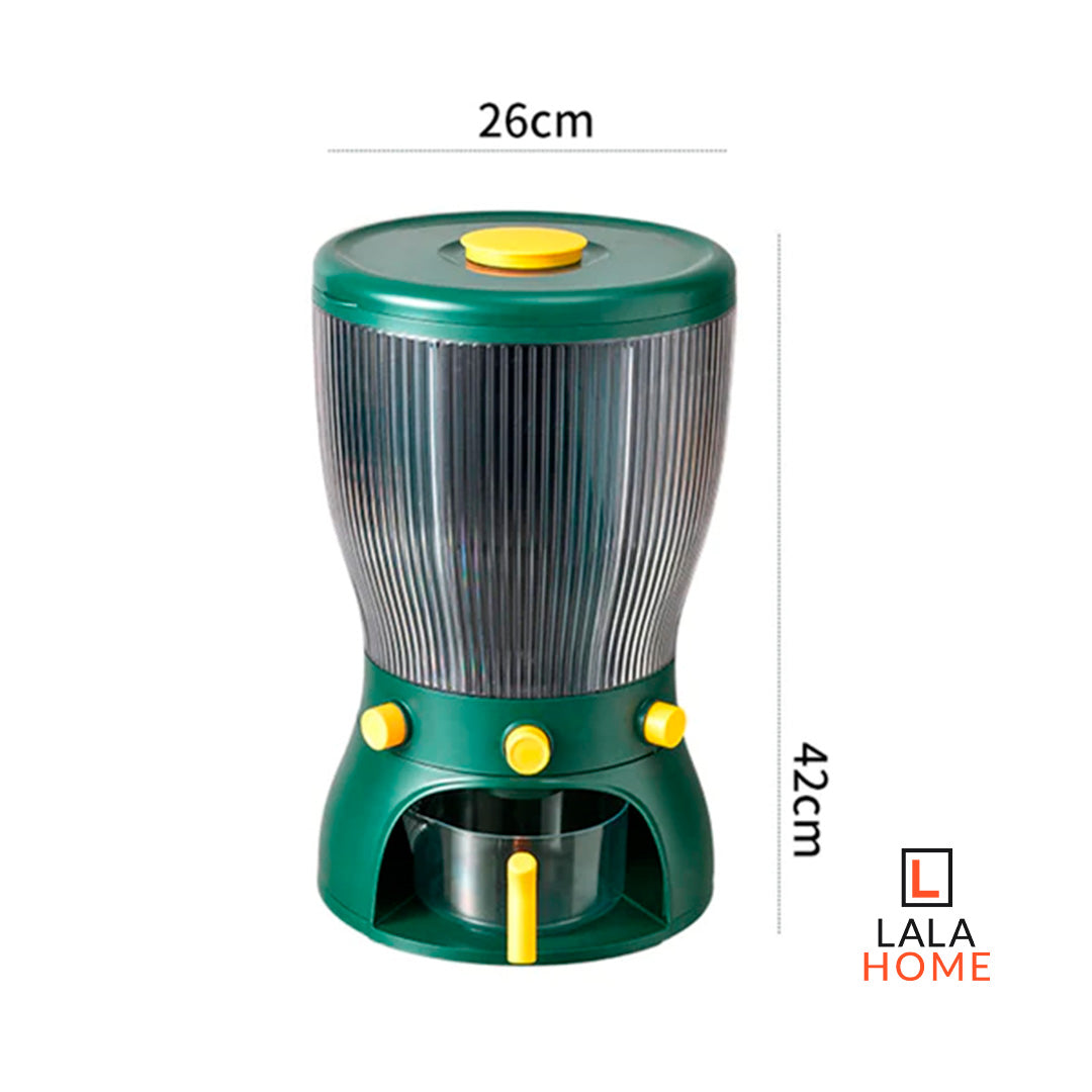 Dispensador Giratorio Para Granos Verde Oscuro 10 Litros