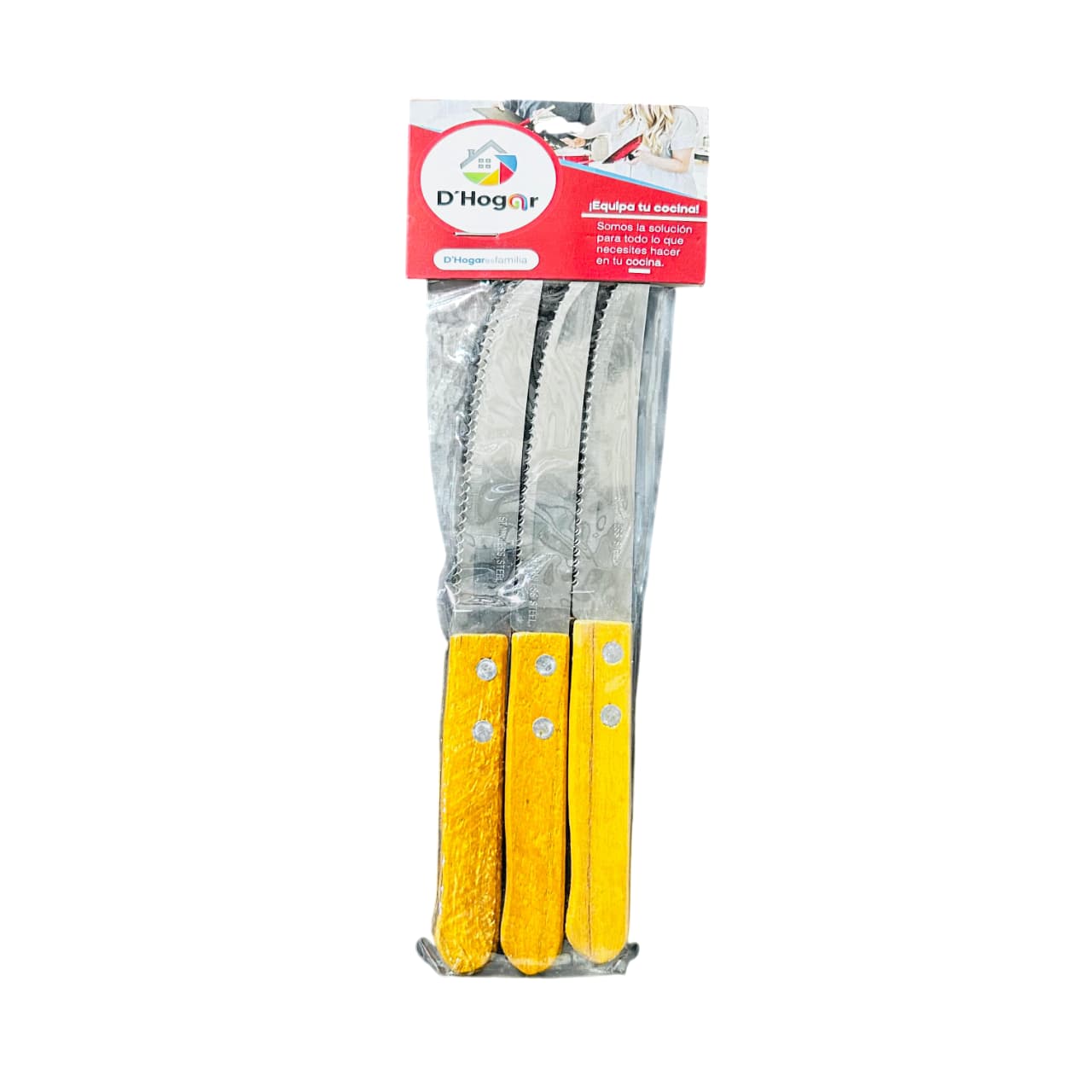 Set de seis cuchillos sierra con mango de madera