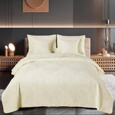 Edredón Bordado Superior Hojas Otoño Beige