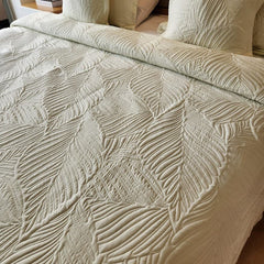 Edredón Bordado Superior Hojas Otoño Beige