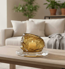 Florero Cristal 22cm Piedra Thal Amarillo