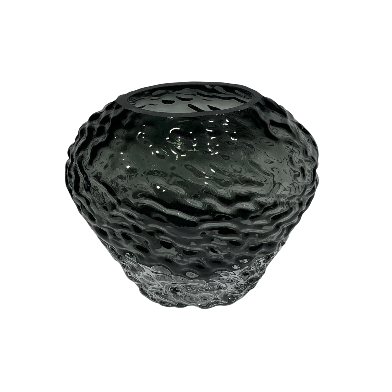 Florero Cristal 18cm Diseño Piedra Thal Verde Oliva