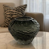 Florero Cristal 18cm Diseño Piedra Thal Verde Oliva