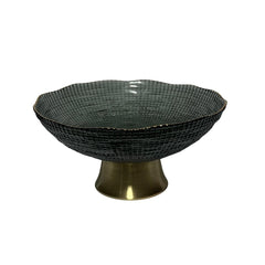 Bandeja De Cristal Tipo Ánfora Con Soporte Dorado