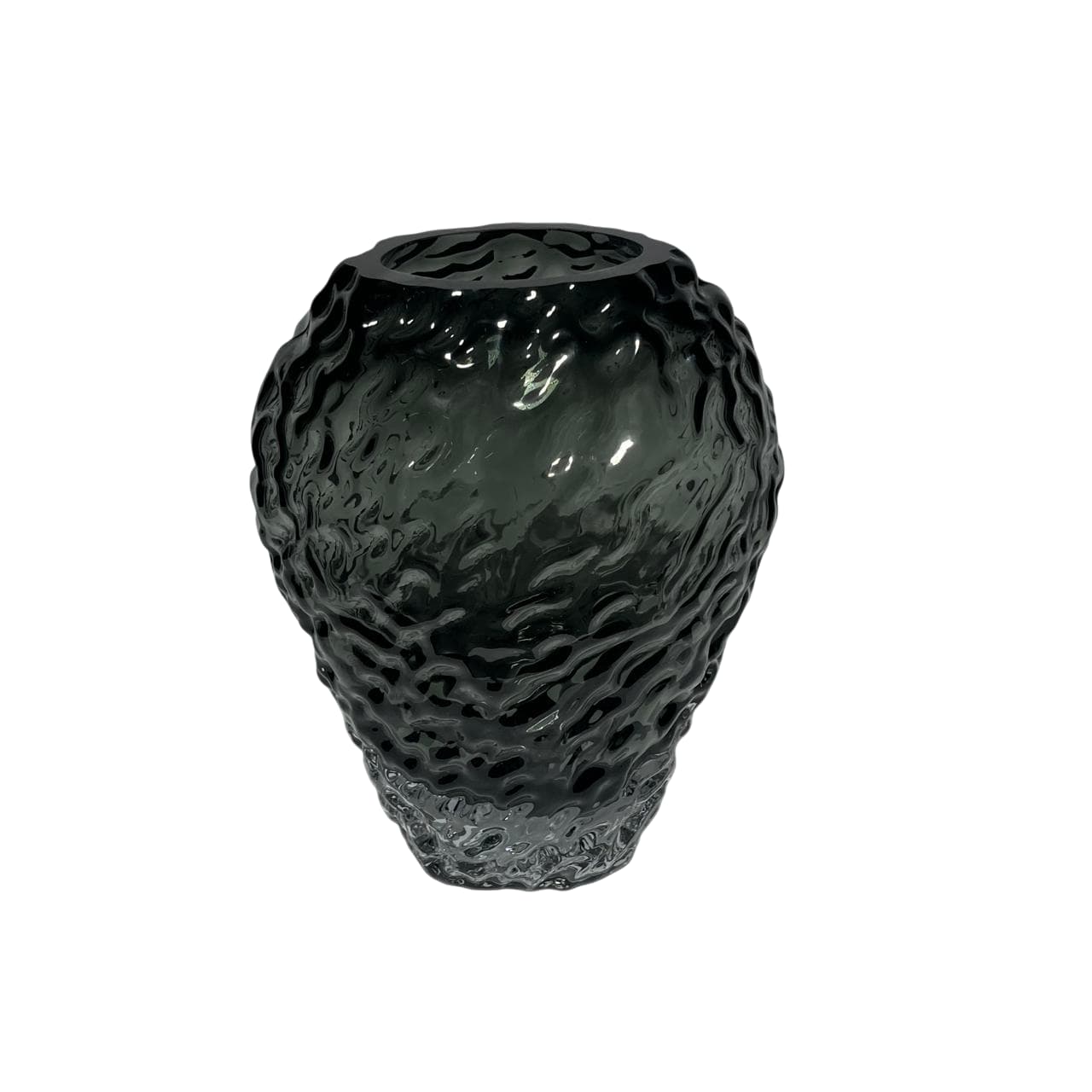 Florero Cristal 25cm Diseño Piedra Thal Verde Oliva