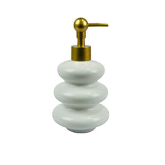 Dispensador De Jabón Cerámico Con Bomba Dorada