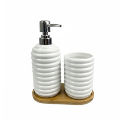 Set de baño blanco con bandeja de base