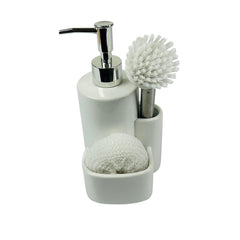 Set Dispensador De Jabón Cerámico Con Escobilla y Esponja
