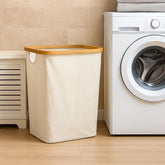 Cesta De Lavandería Cuadrada De Lino Y bambú