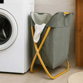 Cesta De Lavandería Alta Diseño Líneas y Estructura De Bambú