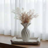 Florero De Cerámica Tipo Botella Blanco Con Líneas Textura