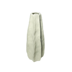 Florero De Cerámica Blanco Tipo Botella Con Líneas En Espiral