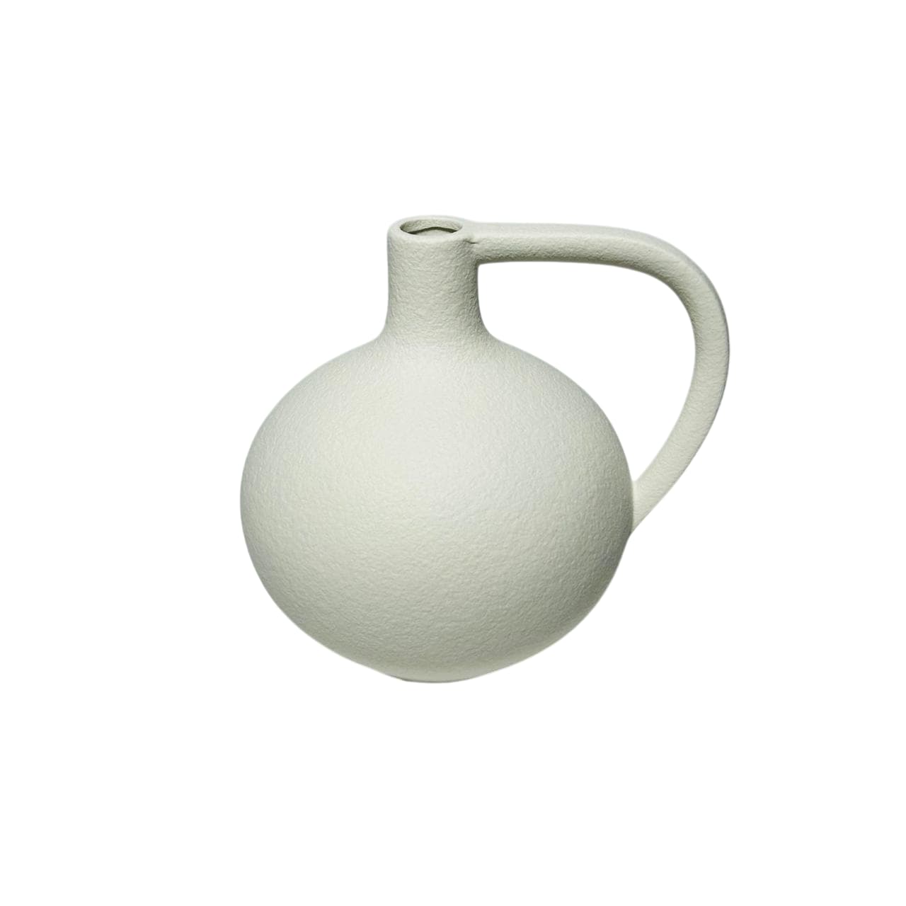 Florero De Cerámica Tipo Jarra Blanco Con Asa y Borlas