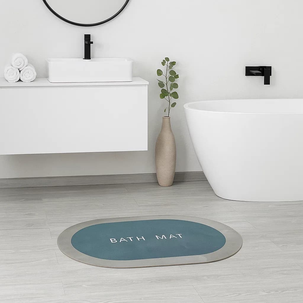 Tapete de baño ovalado 40×60 cm gris vista frontal