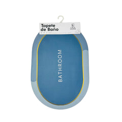 Tapete baño azul borde dorado 40×60 cm ovalado