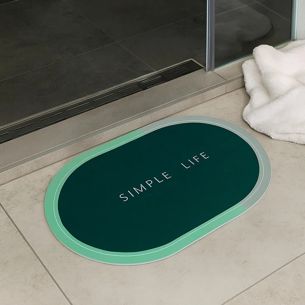 Tapete de baño ovalado verde 40×60 cm “SIMPLE LIFE” vista frontal