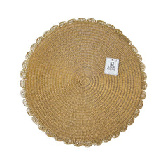 Individual Redondo Mimbre Diseño Artesanal Con Borde Ondulado
