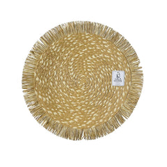 Individual Redondo En Mimbre 38cm Diseño Artesanal Bicolor Flecos Naturales