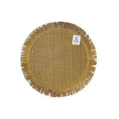 Individual Redondo Mimbre Diseño Bohemio Con Flecos