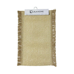 Individual Rectangular Mimbre Natural 30×45cm Diseño Con Flecos