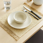 Individual Rectangular Mimbre Natural 30×45cm Diseño Con Flecos