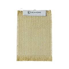 Individual Rectangular Mimbre Natural 30×45cm Diseño Zig Zag Con Flecos