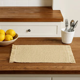 Individual Rectangular Mimbre Natural 30×45cm Diseño Boho Con Flecos