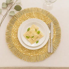 Individual Rectangular 30×45cm Tejido Abierto Con Flecos Beige