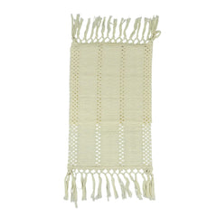 Camino De Mesa Tejido Abierto Con Flecos Beige