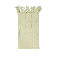 Camino De Mesa Tejido Abierto Con Flecos Beige
