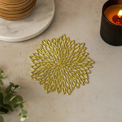 Set x12 Portavaso PVC Dorado Deco Flower