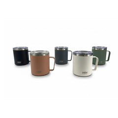 Vista frontal del mug TYESO con oreja ergonómica