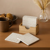 Set x6 Portavasos Cuadrado Con Soporte Diseño Geométrico